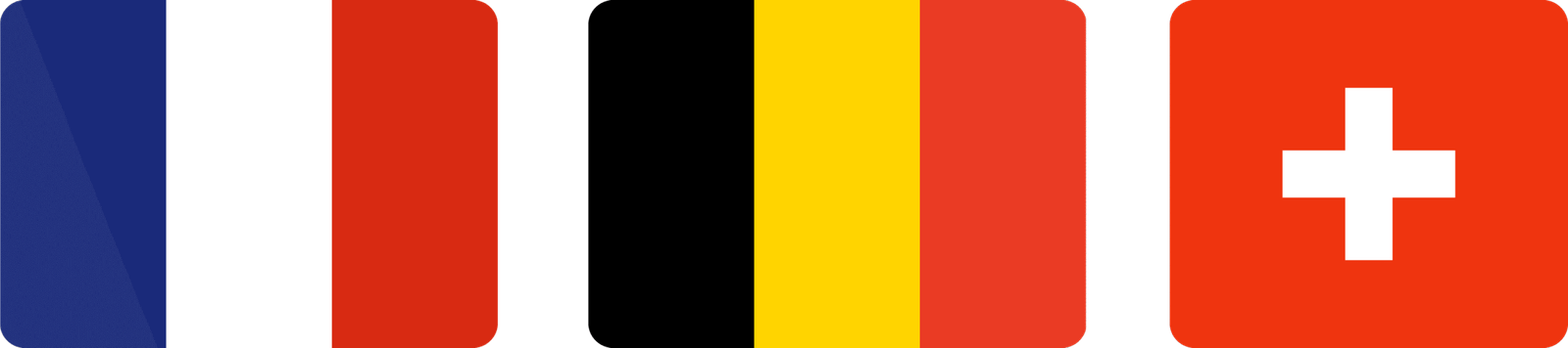Drapeaux français, belge et suisse. Traduction de permis japon.
